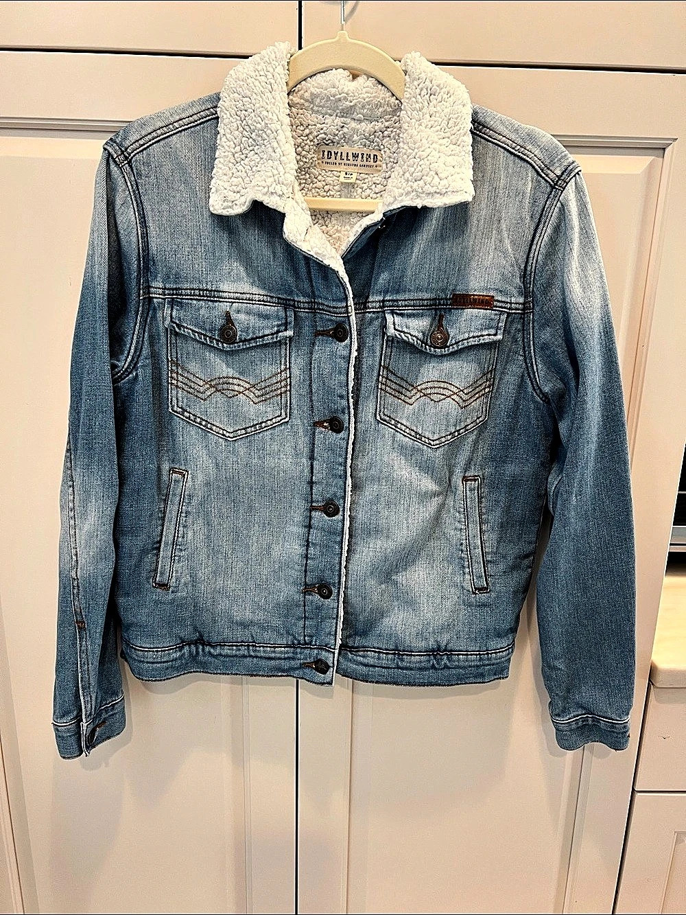 IDYLLWIND Sherpa-Lined Denim Jacket Blue & White Small cosy😊